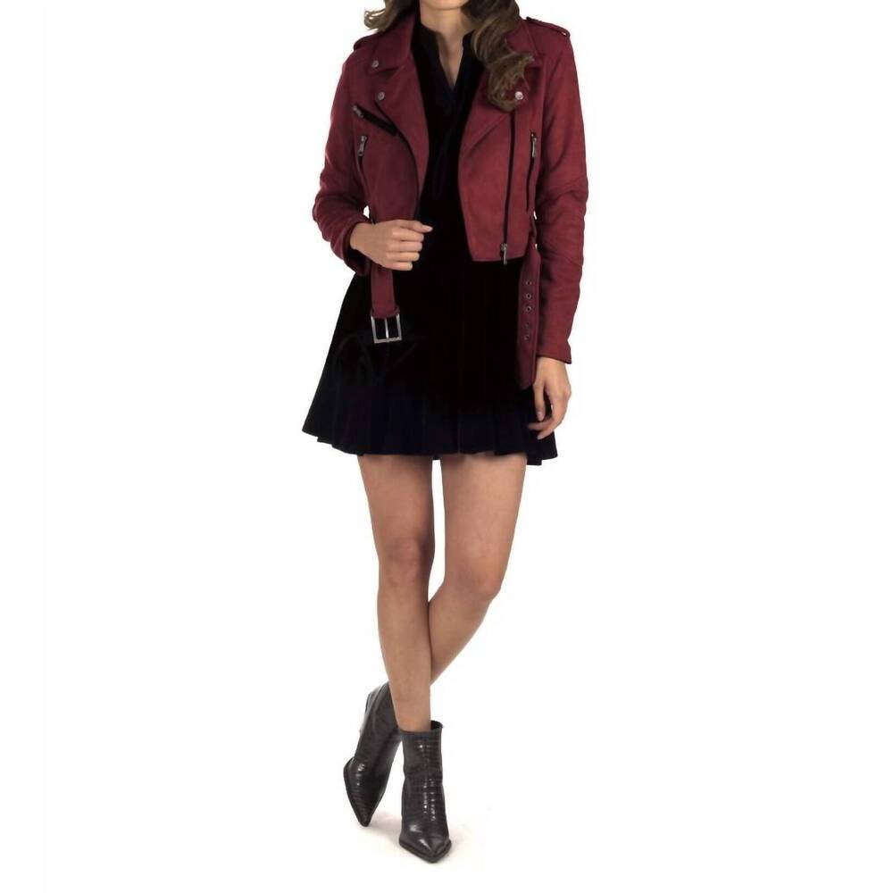 NEW LEE faux-suede biker jacket in red